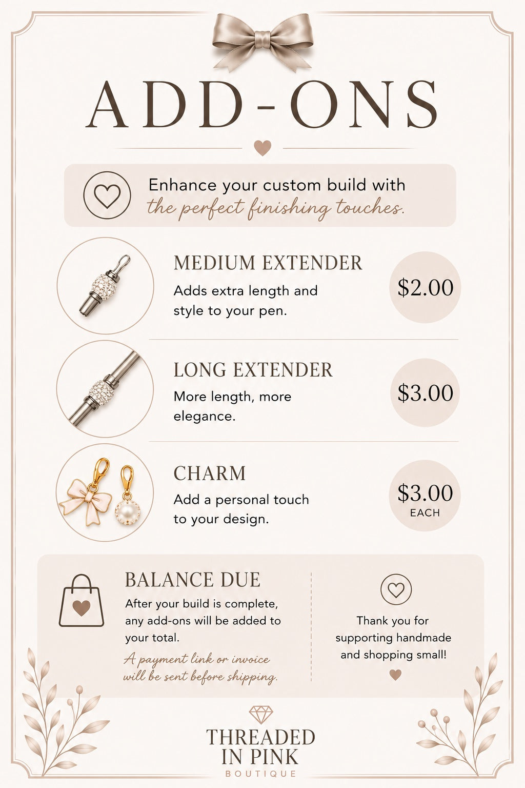 Add-Ons (no shipping charge)