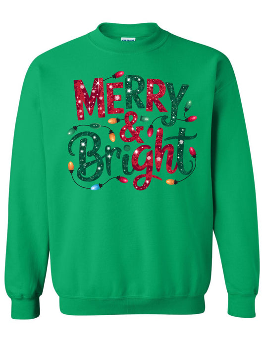 Merry & Bright Christmas Lights Crewneck