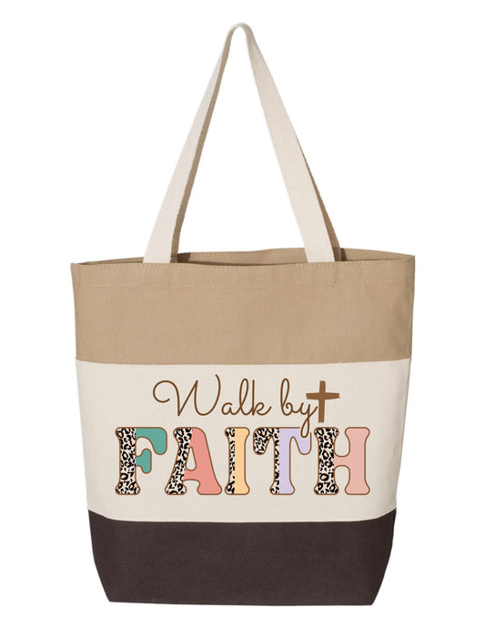 Walk by Faith Tote Bag - Chocolate/Natural