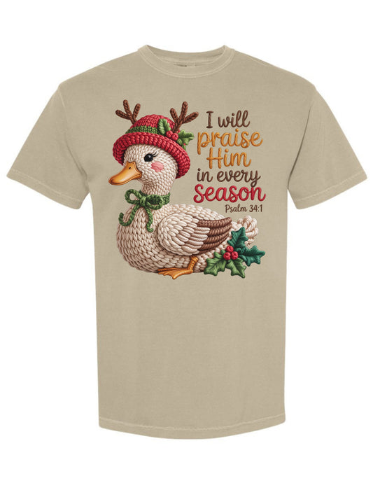 Praise Him In Every Season – Psalm 34:1 Tee