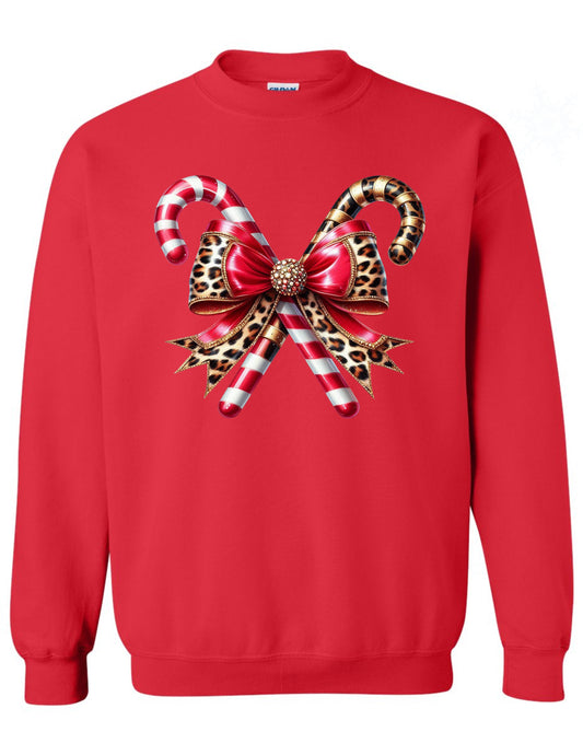 Leopard Bow Candy Cane