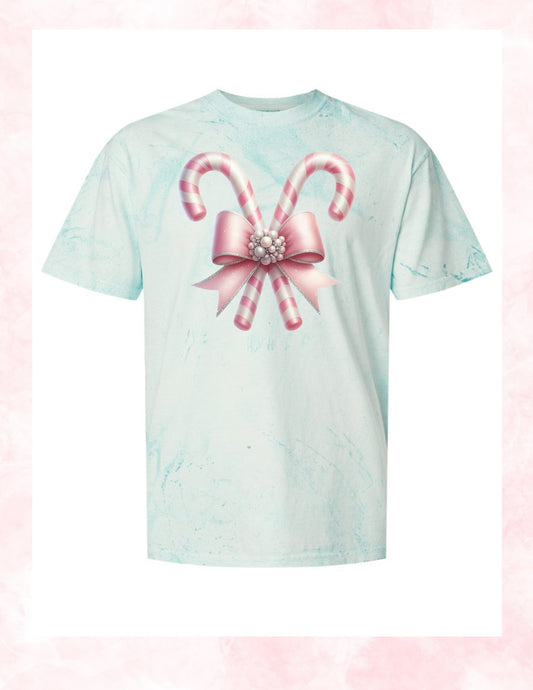 Pink Pearl Peppermint Candy Cane - Seaglass Tee