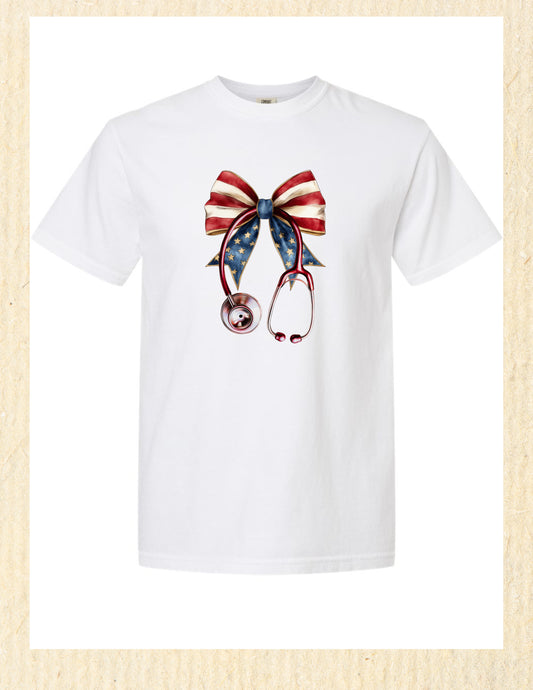 Red White & Blue Stethoscope Bow